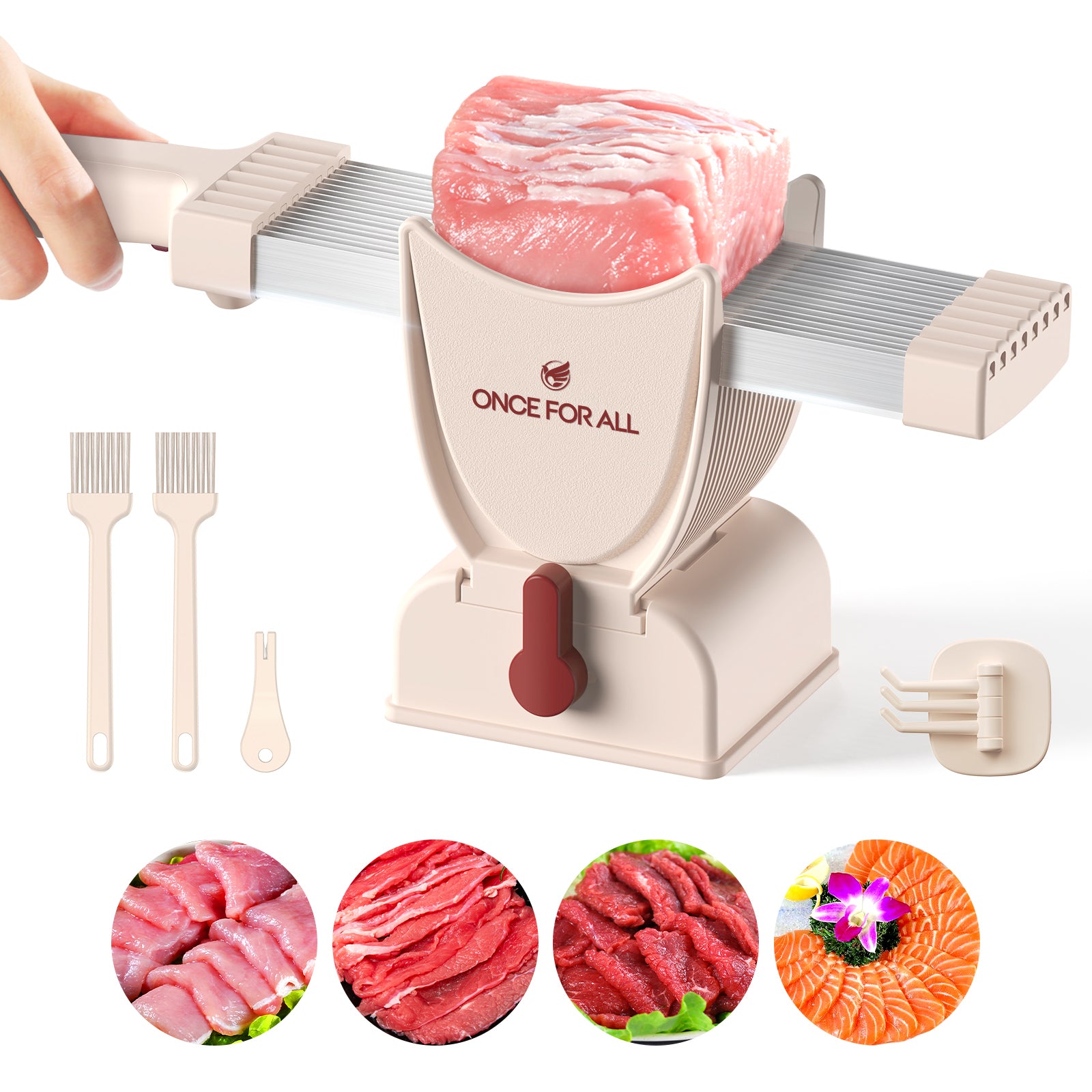 ONCE FOR ALL Meat Slicer, Adjustable Thickness 2mm and 4mm