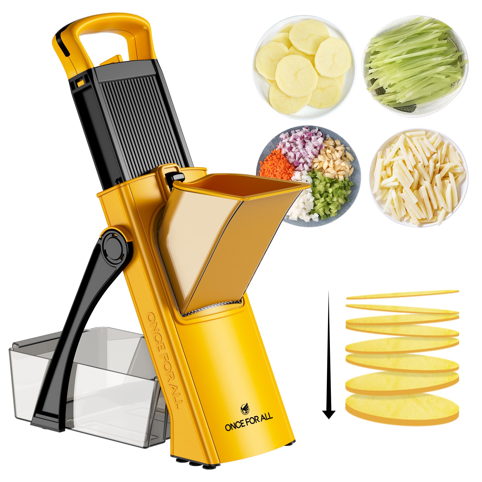 ONCE FOR ALL Upgrade Safe Mandoline Slicer Plus, Biger Size, Adjustable Vegetable Food Chopper Potato Fries Cutter, Detachable Blade, Kitchen Chopping Artifact, Gift (SkyBlue)