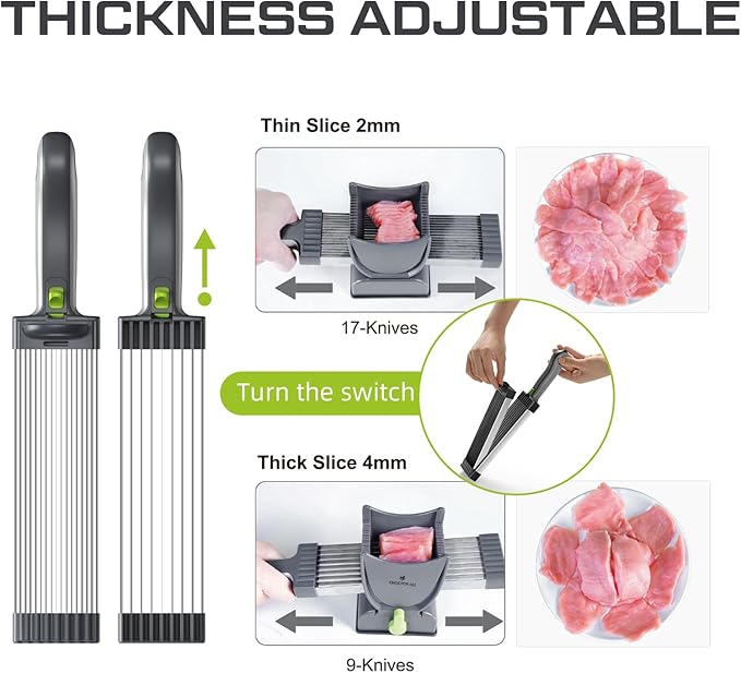 ONCE FOR ALL Meat Slicer Cleaver Kitchen Knife Set For Meat Slicing Shredding, Manual Fresh Meat Cutter Food Slicer For Beef Pork Mutton For Home Cooking BBQ Hot Pot
