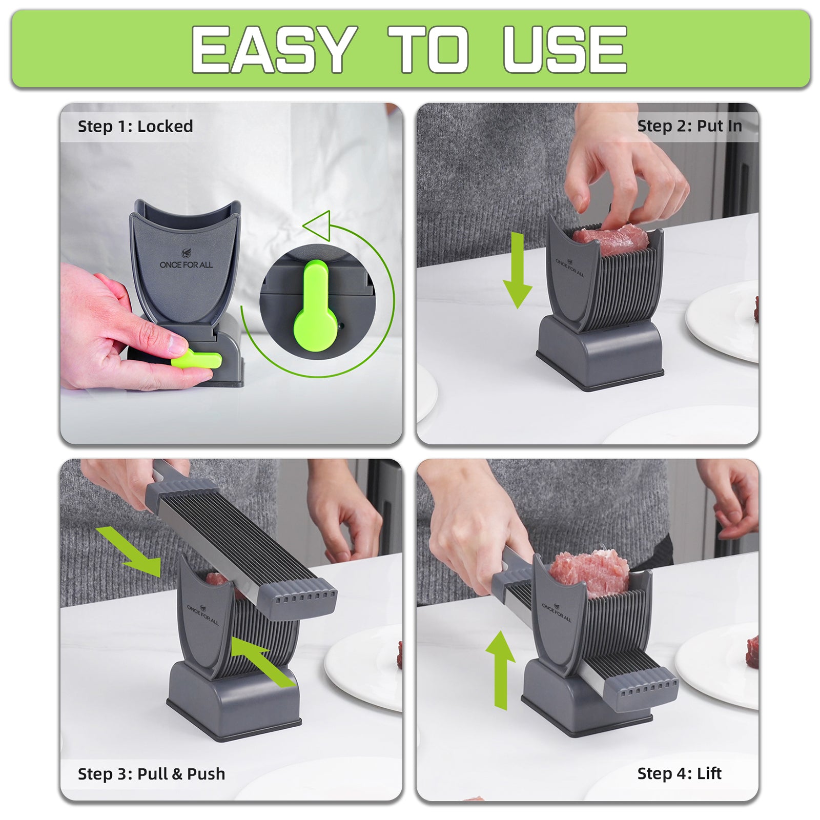 ONCE FOR ALL Fresh Meat Slicer Cleaver Kitchen Knife Set For Meat Slicing Shredding, Manual Jerky Cutter Food Slicer For Beef Pork Mutton For Home Cooking BBQ Hot Pot