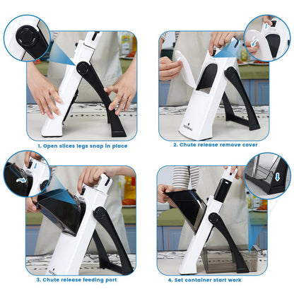 ONCE FOR ALL Upgrade Safe Mandoline Slicer Plus, Biger Size, Adjustable Vegetable Food Chopper Potato Fries Cutter, Detachable Blade, Kitchen Chopping Artifact, Gift (Black)