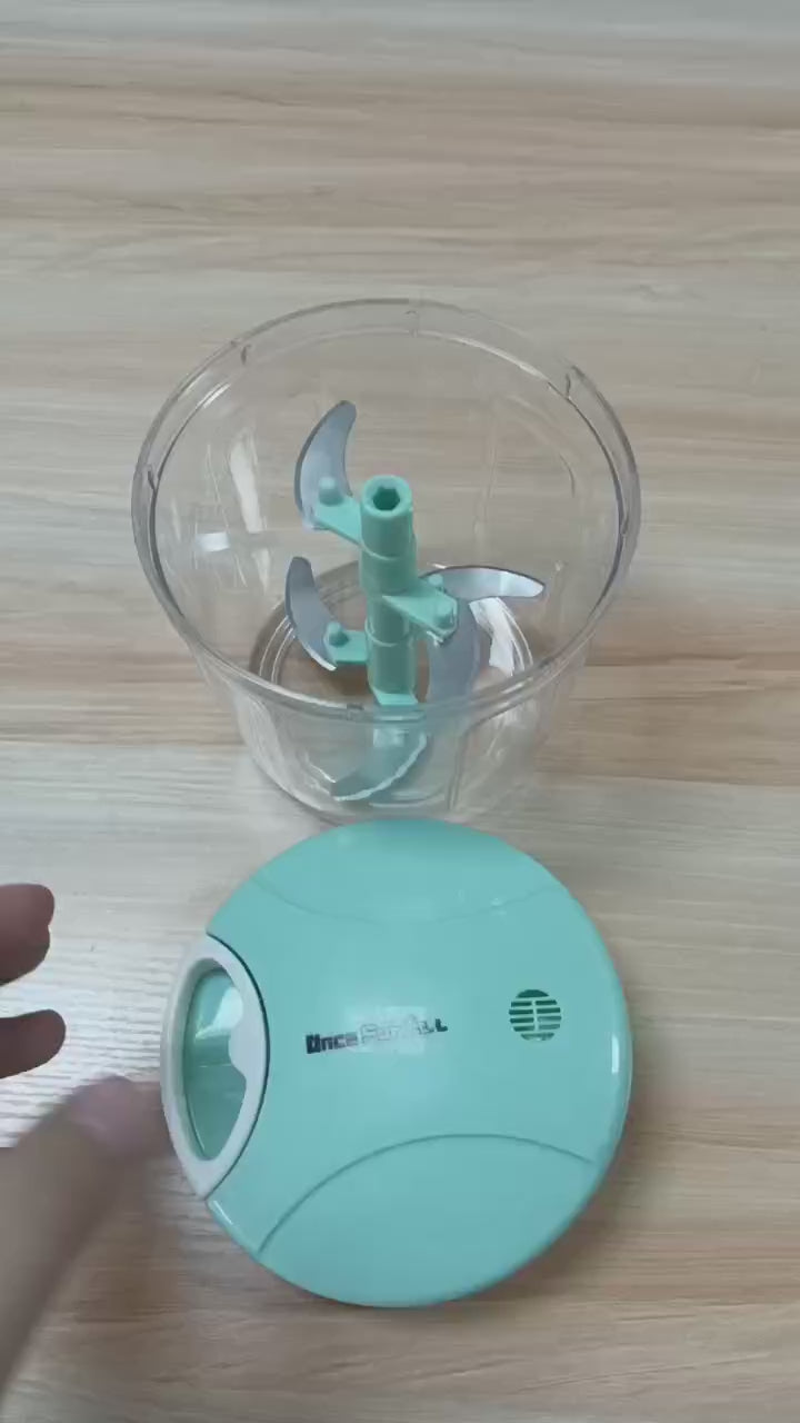 Once For ALL hand operated vegetable choppers 900ml Extra Large Manual Food Chopper Vegetable Chopper Garlic Chopper, Pull String Manual Food Processor